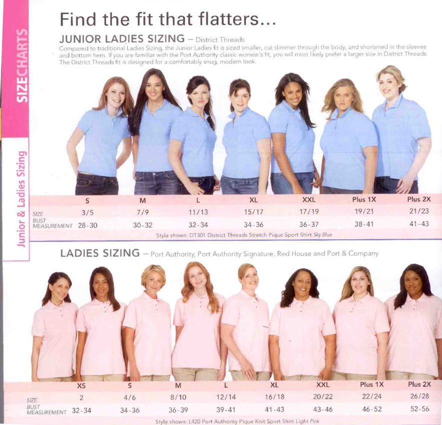 Juniors And Womens Size Chart