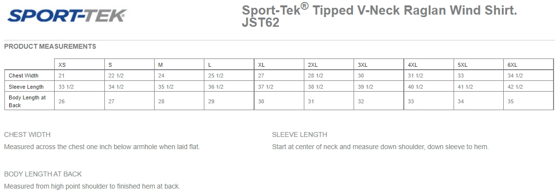 Sport-Tek Tipped V-Neck Raglan Wind Shirt JST62